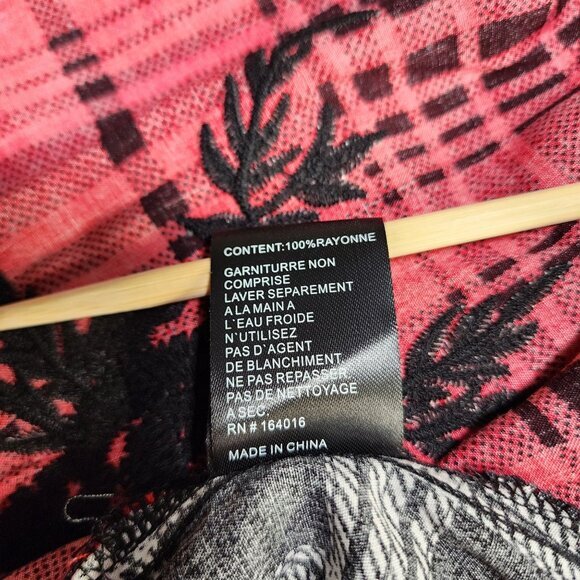 Calessa Plaid Embroidered Top Womens Plus 2X Colorblock Black Floral Long Sleeve - Picture 11 of 12